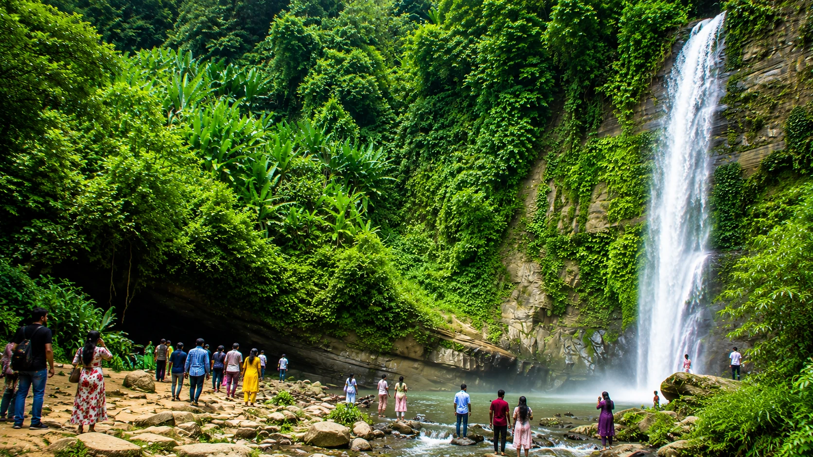 7 Stand Under Madhabkunda Waterfall