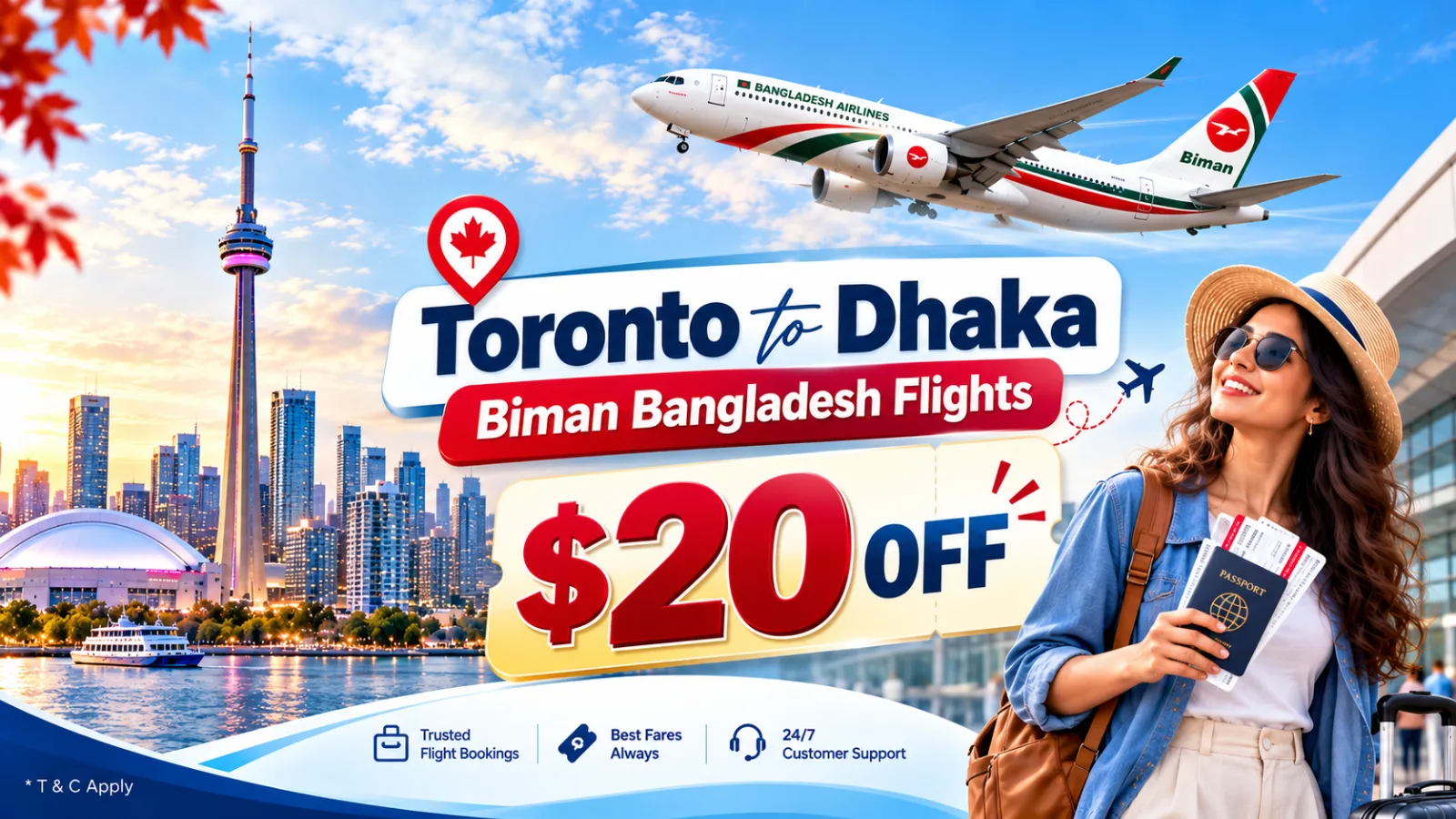 $20 OFF on Toronto to Dhaka Biman Bangladesh Flights