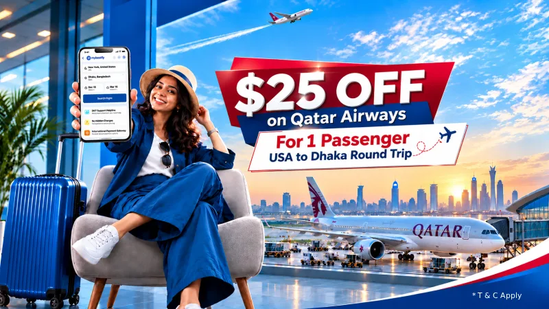 $25 OFF on Qatar Airways USA to Dhaka Round-Trip Flights