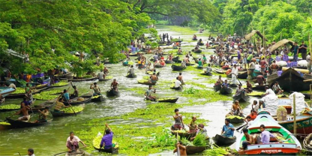 Barisal floating guava market boats canal
